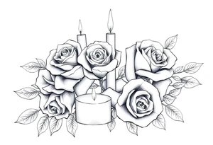 Passed love one, roses, candles, blue tattoo idea