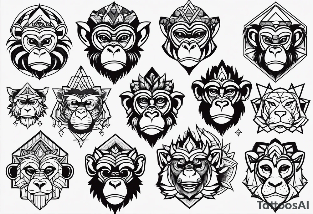 Variety monkey face flash sheet tattoo idea