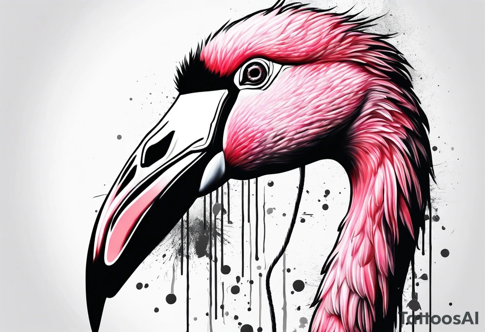 flamingo with a headphone tattoo idea