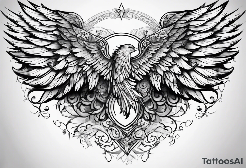 Angel wings with diamond tattoo idea