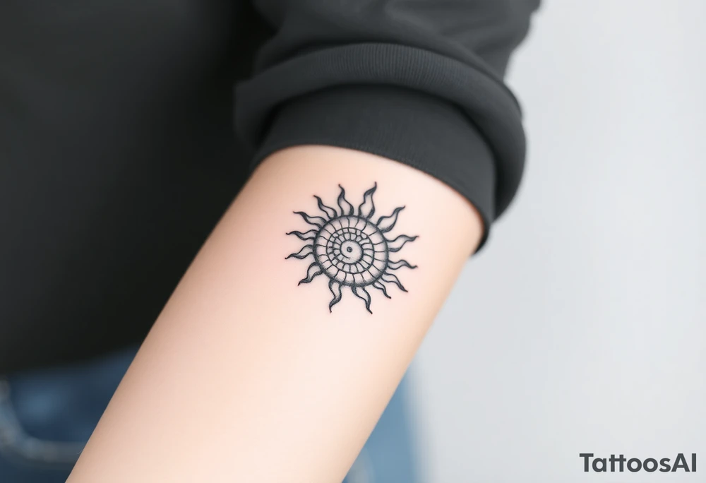 Fibonacci spiral shell sun tattoo idea