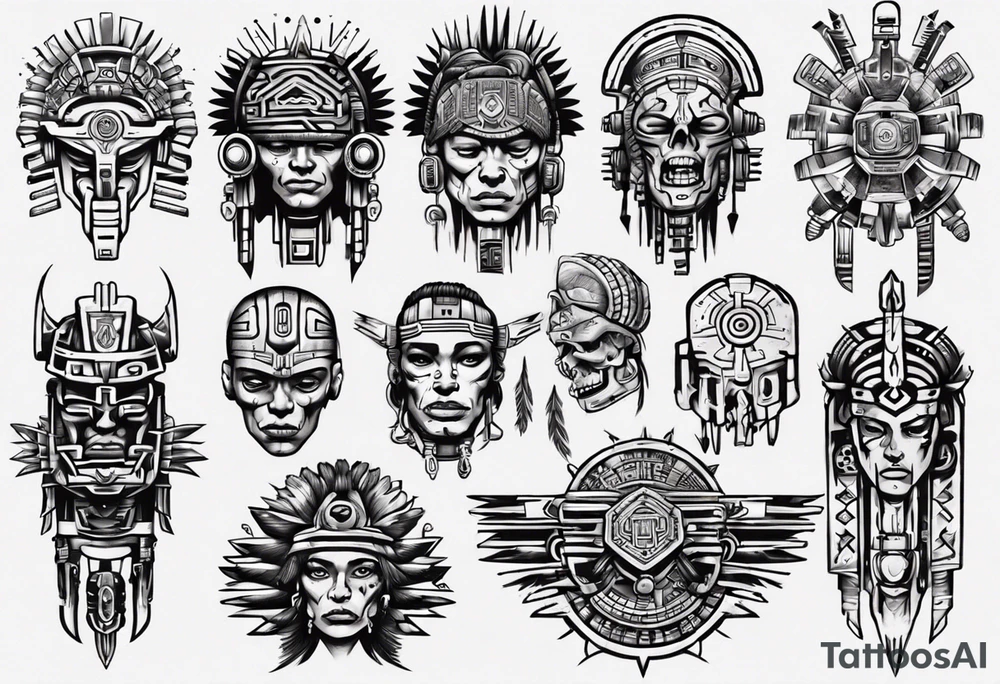 cyberpunk aztec tattoo idea