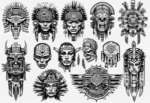 cyberpunk aztec tattoo idea