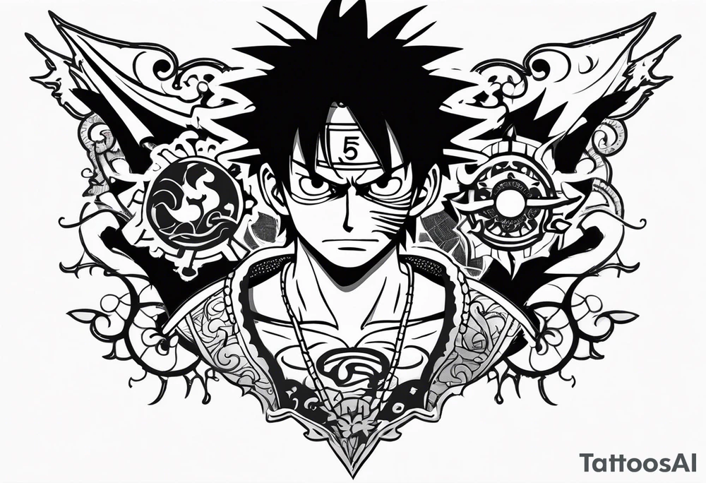 Luffy half normal half gear 5 tattoo idea