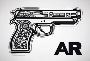 The letters AR with a pistol on each side tattoo idea