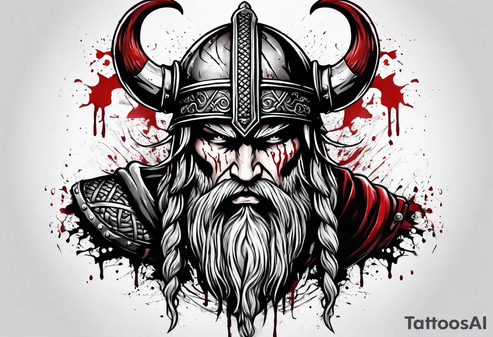 Viking warrior bleeding to death tattoo idea