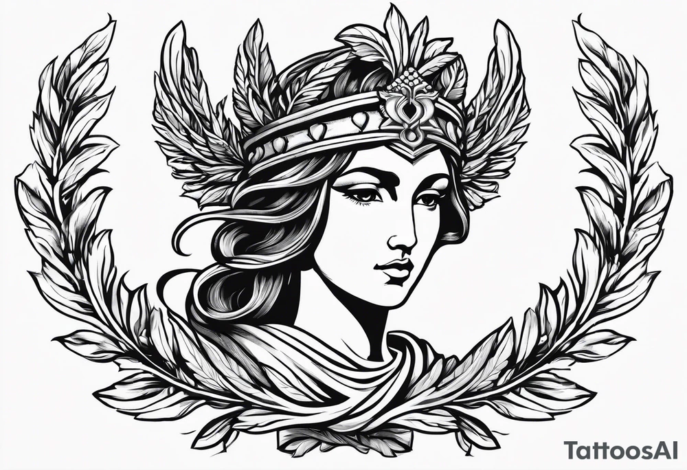 athena aegis with a laurel wreath tattoo idea