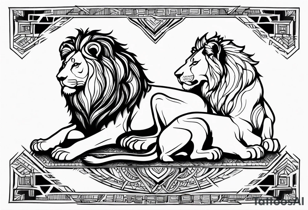 lion and lioness tattoo idea