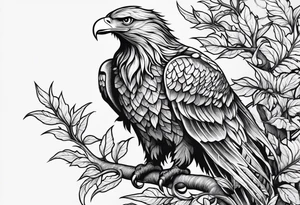 Leafy vines with eagle tattoo idea