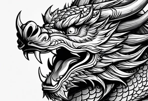 Animal head of a chinese dragon who is angry ONLY THE HEAD FACING RIGHT tattoo idea