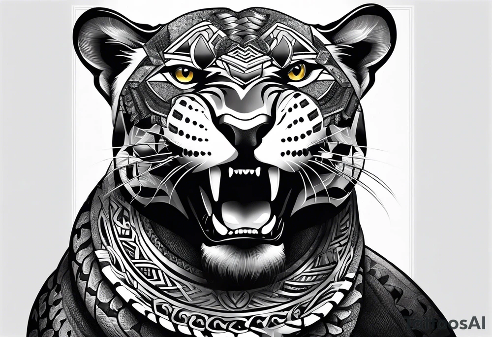 aztec black jaguar with snake tattoo idea