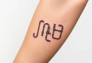 system of 15 thin curved plumbing pipes tattoo idea