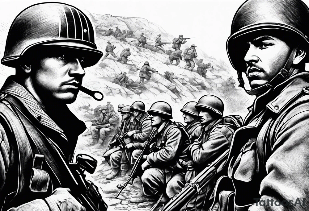World war 2 trenches soldiers tattoo idea