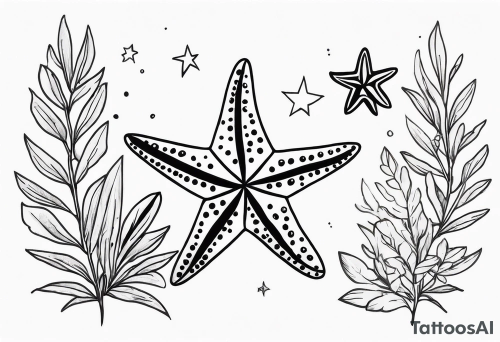 Two different star fish with olive branch behind tattoo idea Two different star fish with olive branch behind tattoo idea