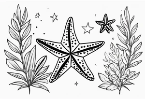 Two different star fish with olive branch behind tattoo idea