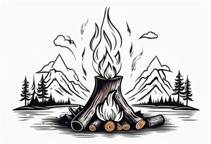 Bonfire with a smoke that forms into an archer tattoo idea