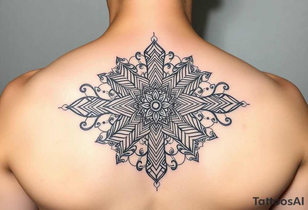 intricate mandala with sacred geometry and cosmic elements tattoo idea
