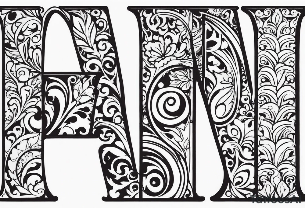 Use the following letter combinations in a decorative tatoo design: CM, AL, ER, and EG tattoo idea