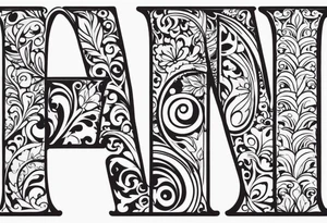 Use the following letter combinations in a decorative tatoo design: CM, AL, ER, and EG tattoo idea