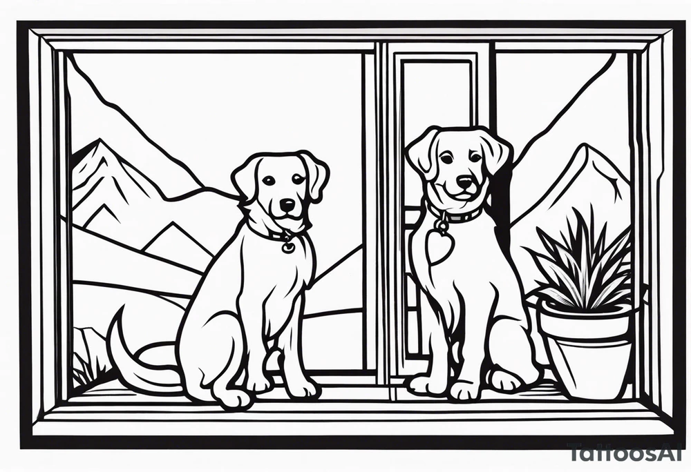 dog looking out window tattoo idea