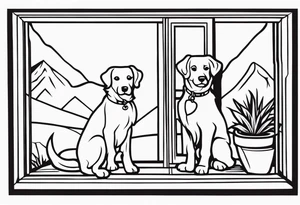 dog looking out window tattoo idea