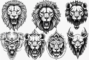 Lion skull statue ro tattoo idea