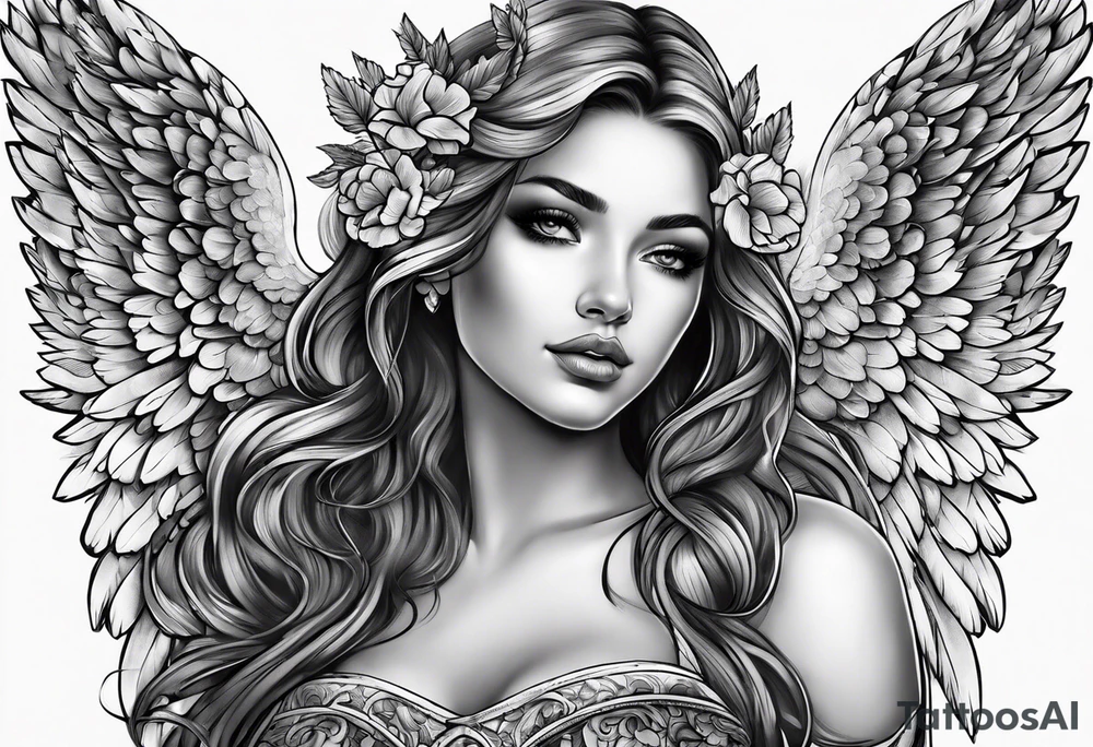 Angel named Leah tattoo idea