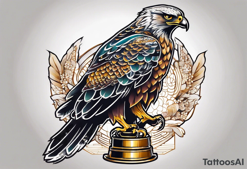 Hawk holding a trophy 2024 tattoo idea