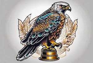 Hawk holding a trophy 2024 tattoo idea