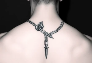 Chains wrapped on thumb and pointer finger connecting together tattoo idea