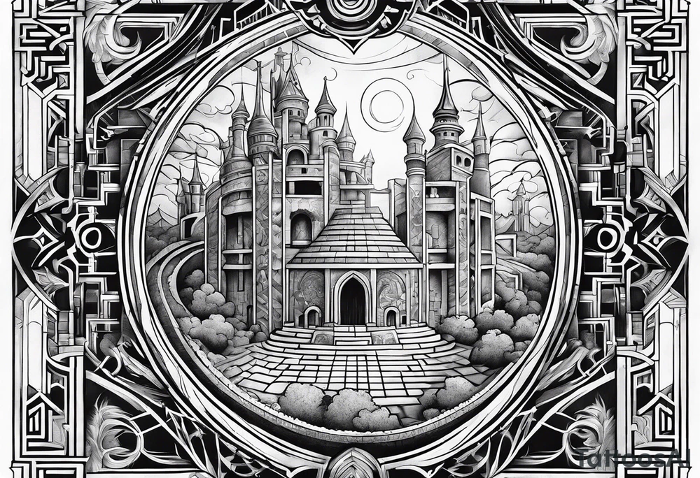 labyrinth Maze castle tattoo idea