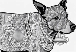 Koolie cross kelpie portrait tattoo idea