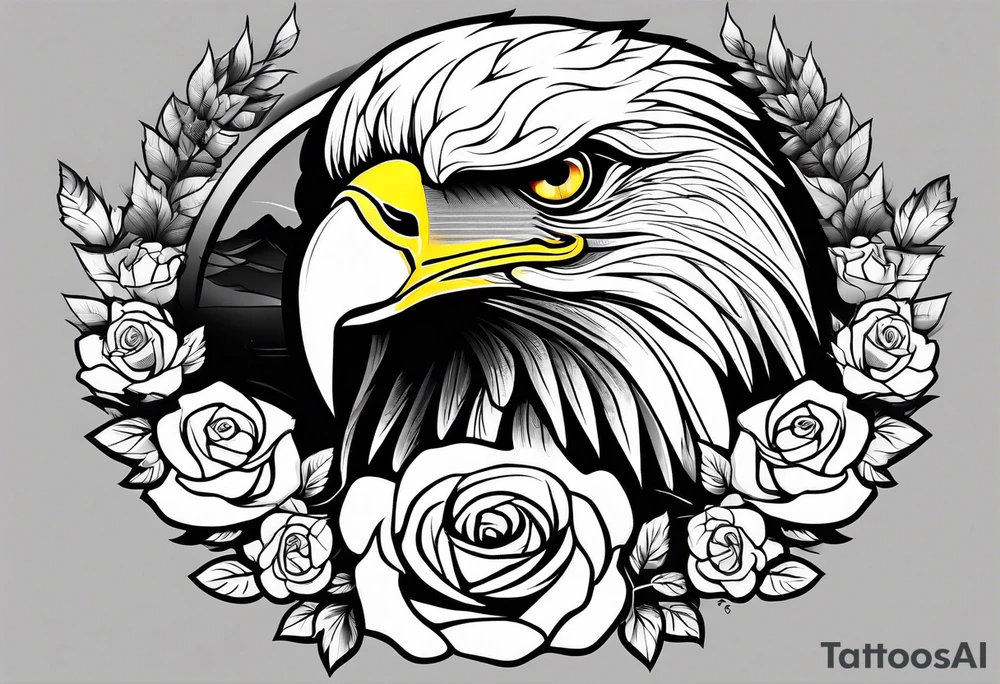 Eagle and rose tattoo idea