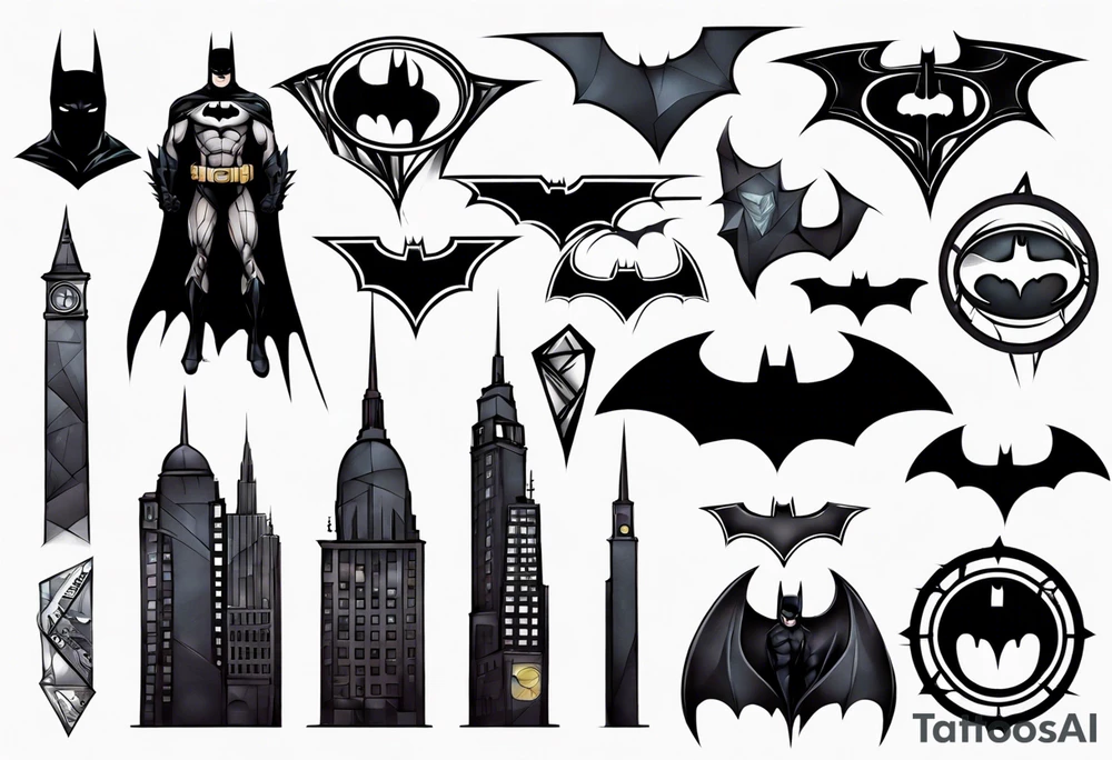 batman gotham sleeve tattoo idea