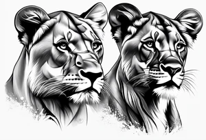 LIONESS TWO CUBS tattoo idea