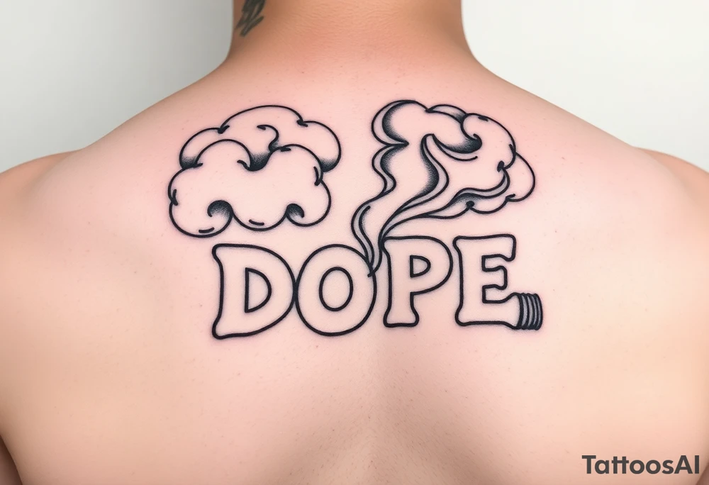 Clouds of smoke coming off a cigar or blunt with the word DOPE being spelled out in smoke. tattoo idea