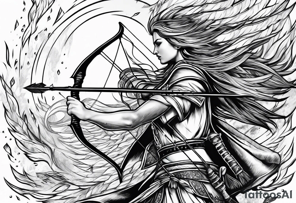 flaming arrows raining down from sky tattoo idea