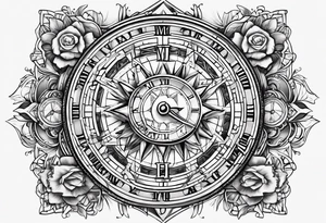 Multiple Children’s name, multiple time piece, date of birth, tattoo design tattoo idea