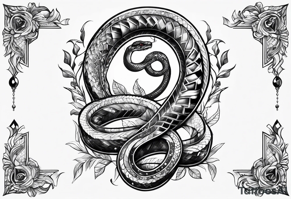 gemstone snake crystal body tattoo idea