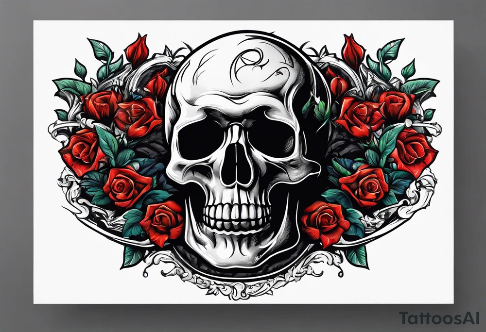 Arm emerging from grave. 
MIW Reincarnate written on gravestone tattoo idea