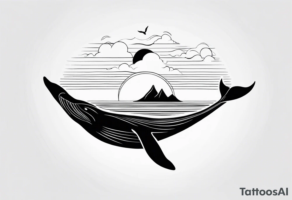 Whale tail ocean sunset tattoo idea