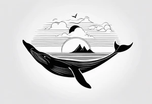 Whale tail ocean sunset tattoo idea