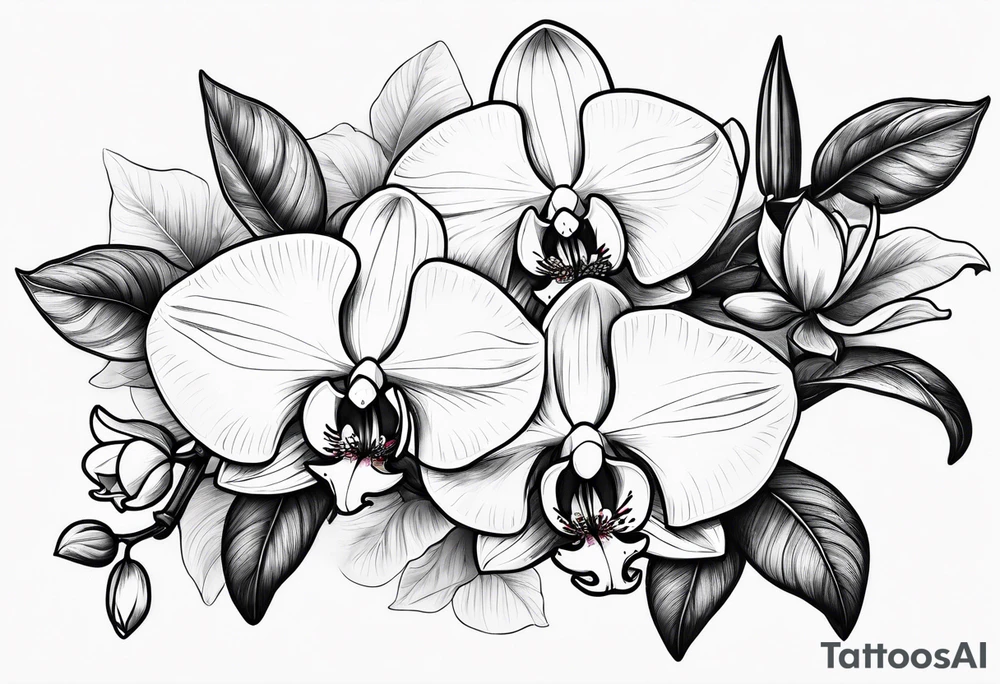 Orquídea e Bougainvillea buque tattoo idea