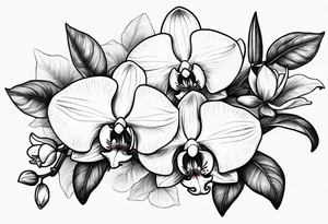 Orquídea e Bougainvillea buque tattoo idea