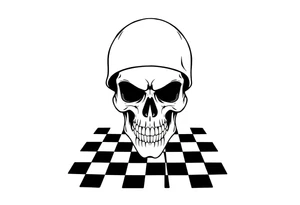 soldier skull with checkered floor tattoo idea