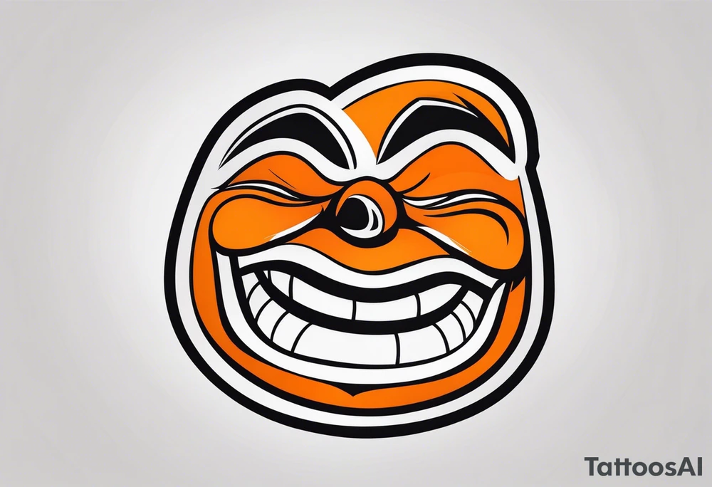 Laughing mask that is orange and black simplistic tattoo idea
