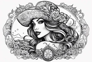 Sea witch pinup style tattoo idea