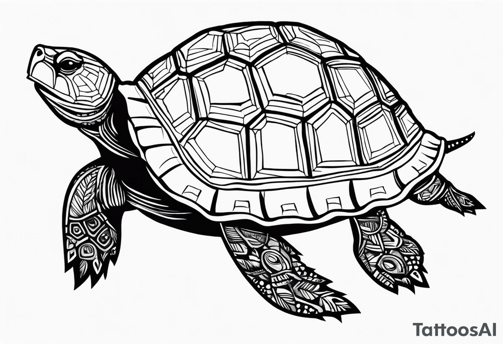 native american tortoise with the name sam incorporated into thje shell design tattoo idea