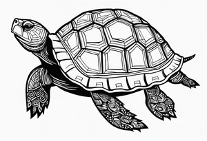 native american tortoise with the name sam incorporated into thje shell design tattoo idea