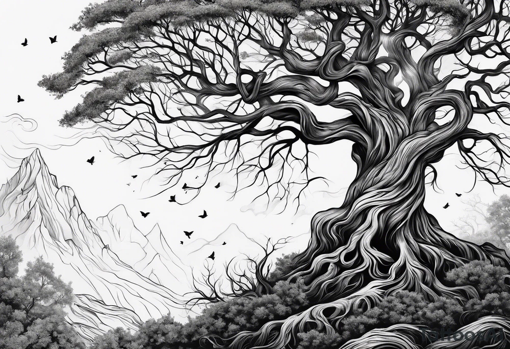 a tree with roots tattoo idea
